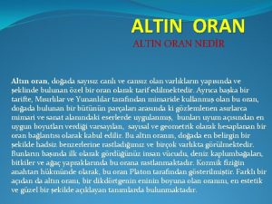 ALTIN ORAN NEDR Altn oran doada saysz canl