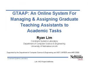 GTAAP An Online System For Managing Assigning Graduate