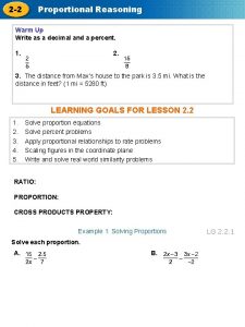 2 2 Proportional Reasoning Warm Up Write as