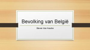 Bevolking van Belgi Steven Van Assche 2061 2060