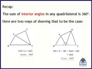 Recap The sum of interior angles in any