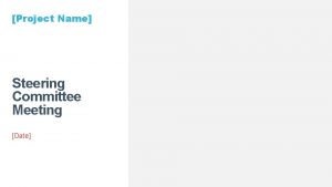 Project Name Steering Committee Meeting Date PROJECT NAME