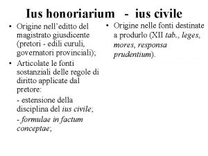 Ius honoriarium ius civile Origine nelle fonti destinate