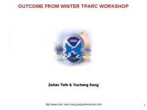 OUTCOME FROM WINTER TPARC WORKSHOP Zoltan Toth Yucheng