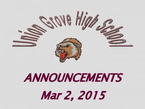 ANNOUNCEMENTS Mar 2 2015 VARSITY TENNIS 3 2