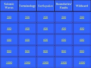 Seismic Waves Boundaries Terminology Earthquakes Faults Wildcard 200