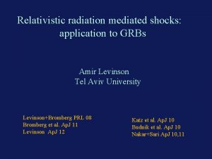 Relativistic radiation mediated shocks application to GRBs Amir