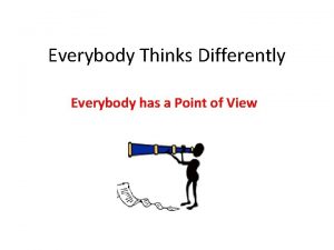 Everybody Thinks Differently Everybody has a Point of