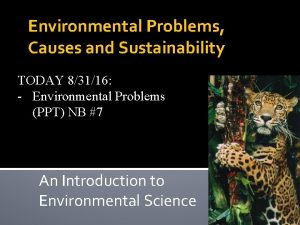 Environmental Problems Causes and Sustainability TODAY 83116 Environmental