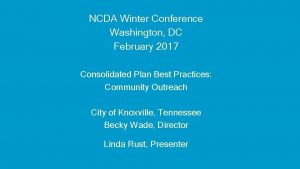 NCDA Winter Conference Washington DC February 2017 Consolidated