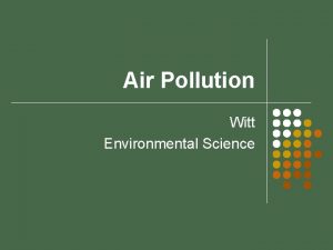 Air Pollution Witt Environmental Science What is Air