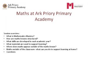 Maths at Ark Priory Primary Academy Session overview