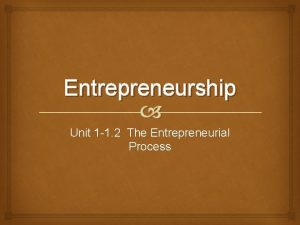 Entrepreneurship Unit 1 1 2 The Entrepreneurial Process