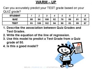 WARM UP Can you accurately predict your TEST
