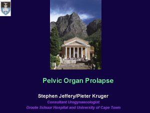 Pelvic Organ Prolapse Stephen JefferyPieter Kruger Consultant Urogynaecologist