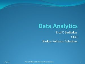 Data Analytics Prof C Sudhakar CEO Raskey Software