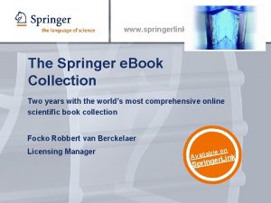 www springerlink com The Springer e Book Collection