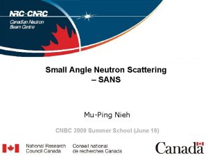 Small Angle Neutron Scattering SANS MuPing Nieh CNBC