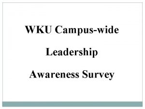 WKU Campuswide Leadership Awareness Survey Faculty Numbers N