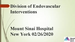 Division of Endovascular Interventions Mount Sinai Hospital New