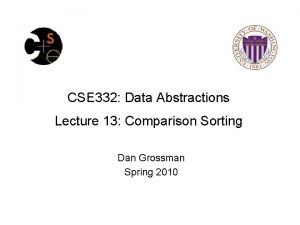 CSE 332 Data Abstractions Lecture 13 Comparison Sorting