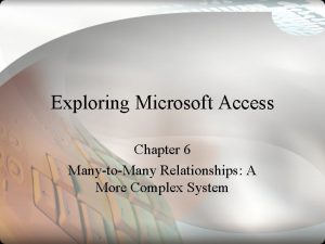 Exploring Microsoft Access Chapter 6 ManytoMany Relationships A