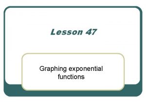 Lesson 47 Graphing exponential functions Exponential function y Lesson 47 Graphing exponential functions Exponential function y
