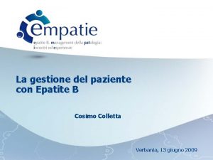 La gestione del paziente con Epatite B Cosimo