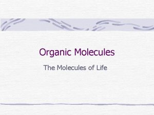 Organic Molecules The Molecules of Life Inorganic Vs