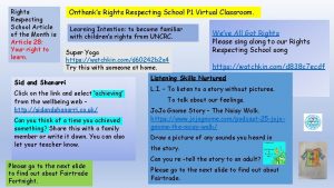 Rights Respecting School Article of the Month is