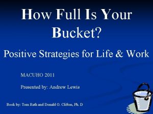 How Full Is Your Bucket Positive Strategies for