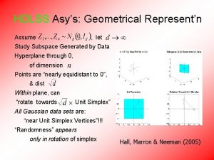 HDLSS Asys Geometrical Representn Assume let Study Subspace