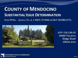 COUNTY OF MENDOCINO SUBSTANTIAL ISSUE DETERMINATION ITEM W