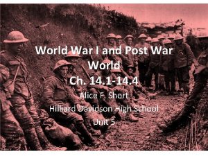 World War I and Post War World Ch