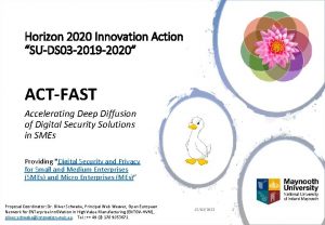 Horizon 2020 Innovation Action SUDS 03 2019 2020