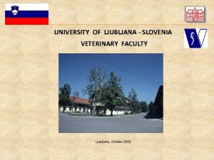 UNIVERSITY OF LJUBLJANA SLOVENIA VETERINARY FACULTY Ljubljana October