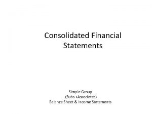 Consolidated Financial Statements Simple Group Subs Associates Balance