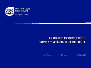 BUDGET COMMITTEE 2020 1 ST ADJUSTED BUDGET Ms