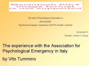 The role of Psychological Association in postdisaster Psychosocial