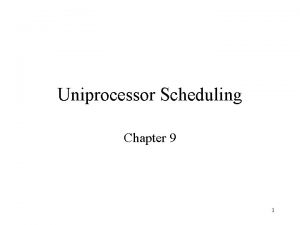 Uniprocessor Scheduling Chapter 9 1 Outline Types of