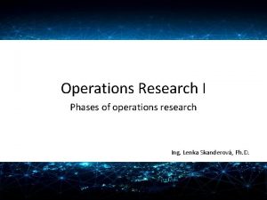 Operations Research I Phases of operations research Ing