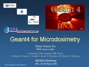 DNA Geant 4 for Microdosimetry Maria Grazia Pia