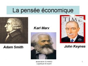 La pense conomique Karl Marx John Keynes Adam