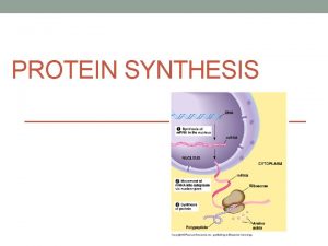 PROTEIN SYNTHESIS RNA Genes are coded DNA instructions