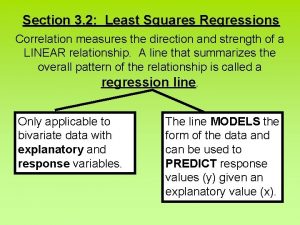 Section 3 2 Least Squares Regressions Correlation measures