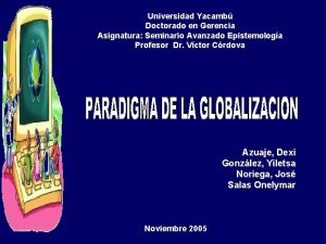 Universidad Yacamb Doctorado en Gerencia Asignatura Seminario Avanzado