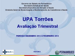 Governo do Estado de Pernambuco Secretaria Estadual de