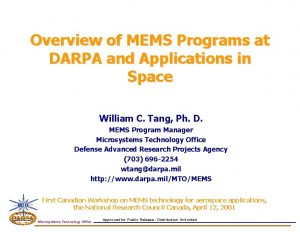 Overview of MEMS Programs at DARPA and Applications