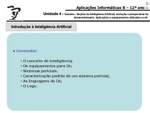 Aplicaes Informticas B 12 ano Unidade 4 Sumrio