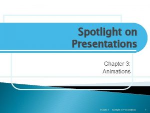 Spotlight on Presentations Chapter 3 Animations Chapter 3